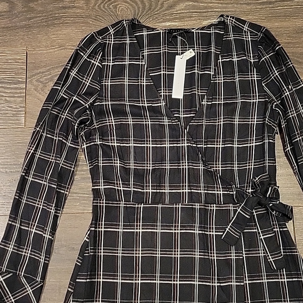 ❤️ NWT! SANCTUARY UPBEAT PLAID WRAP DRESS, 8 - Picture 5 of 15